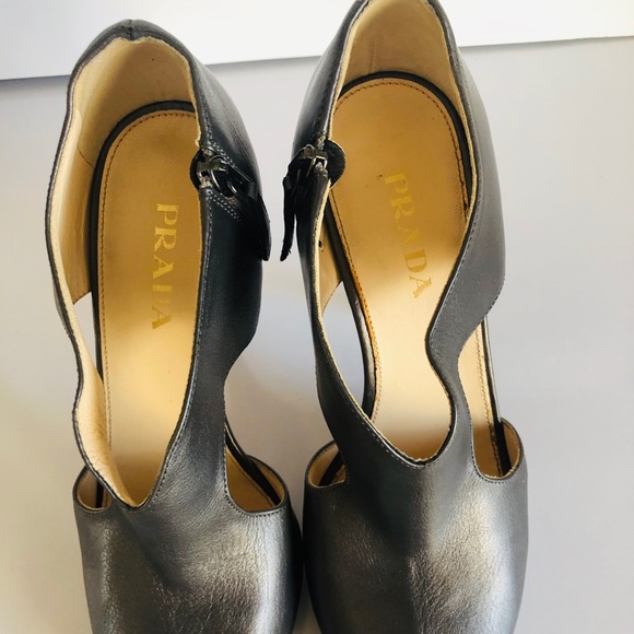 COPY - Prada Gunmetal leather open toe shoe - Picture 3 of 4